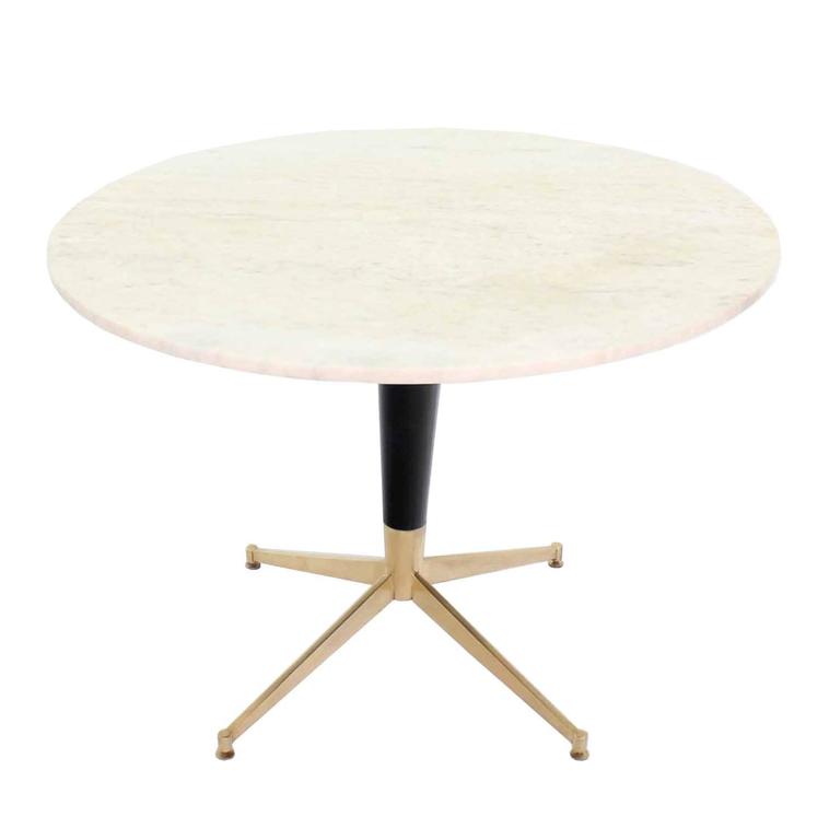 Italian MidCentury Modern Brass Base Cafe Table For Sale at 1stdibs