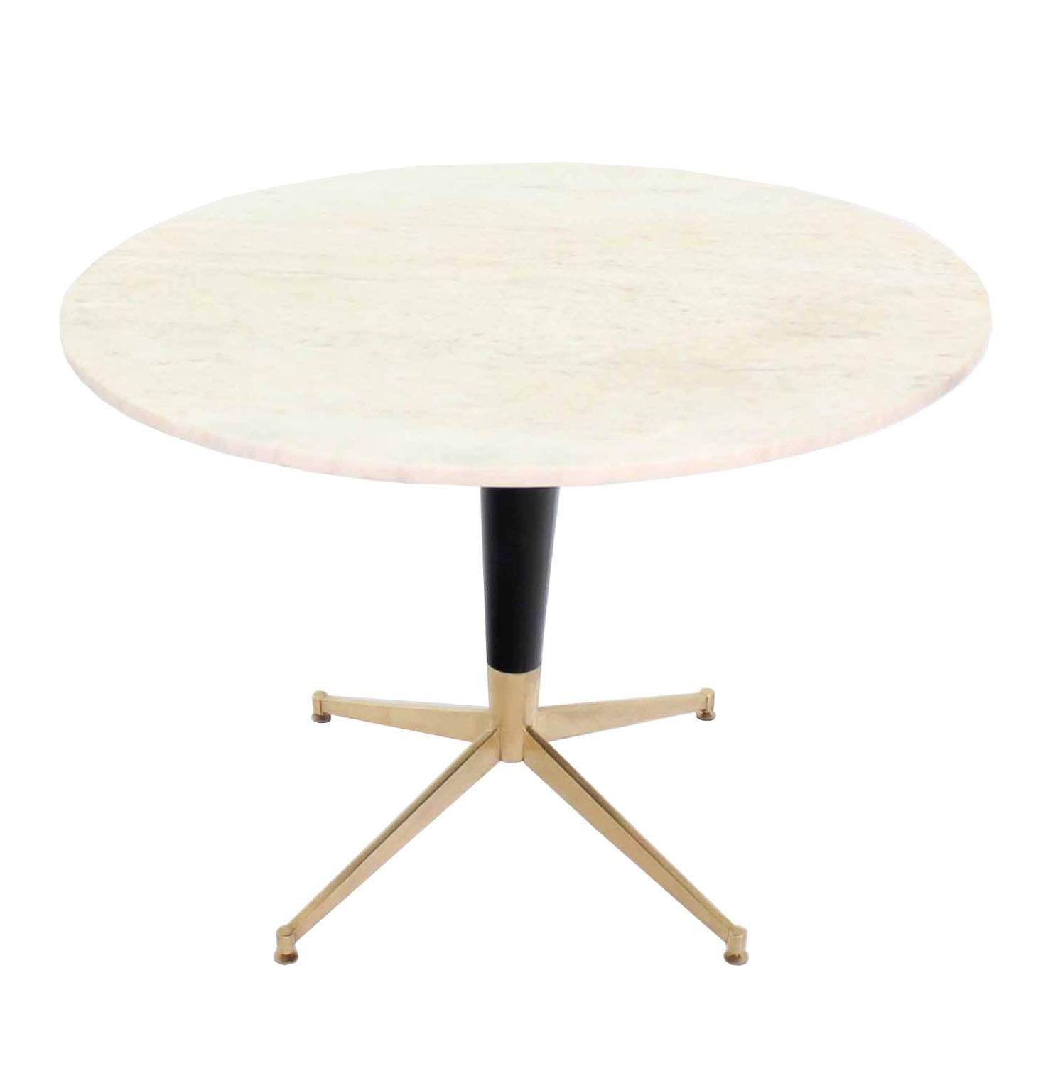 Italian Mid Century Modern Tapered Brass Base Cafe  Dining Table