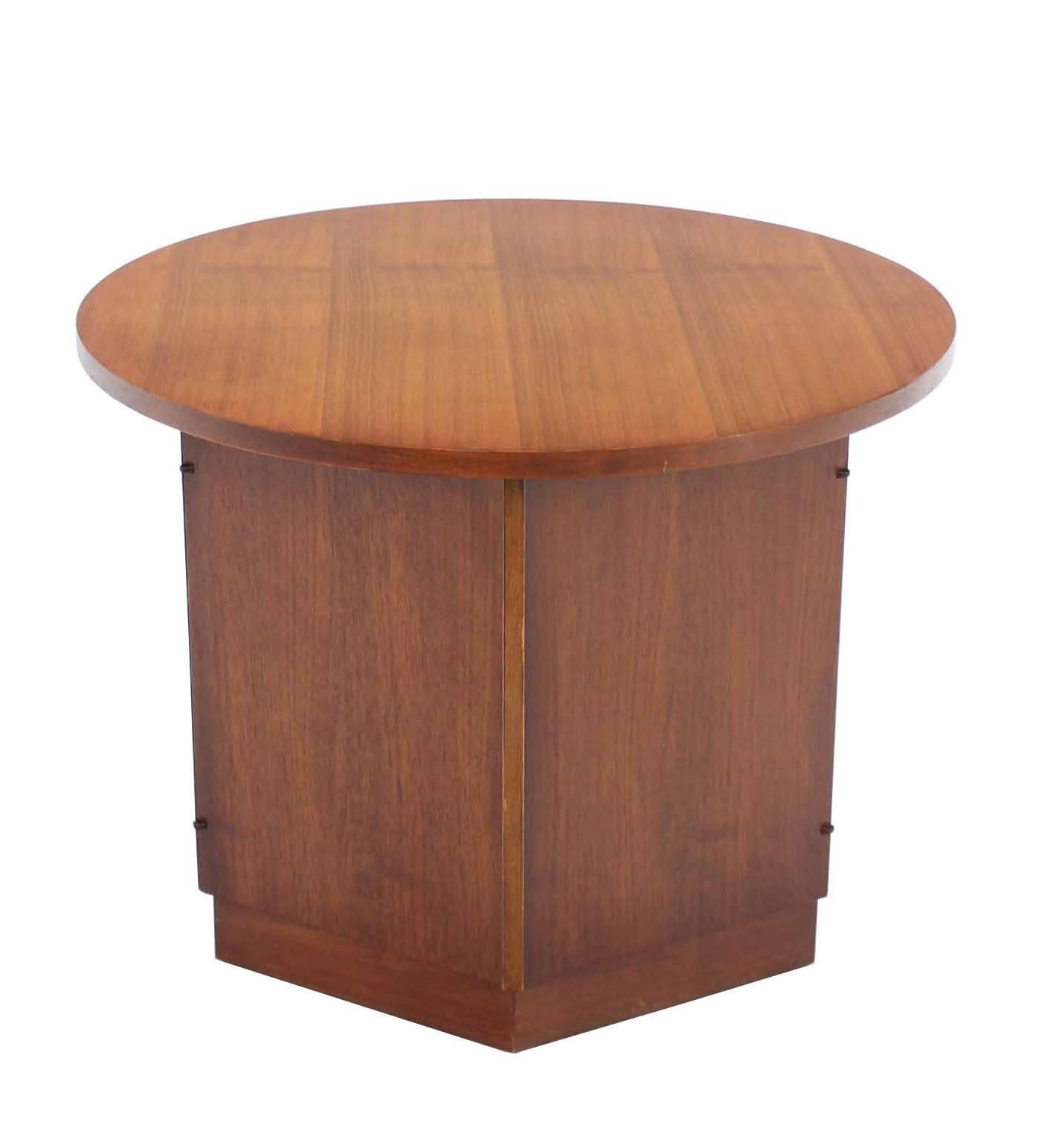 Nice Mid-Century Modern walnut side table with storage base.