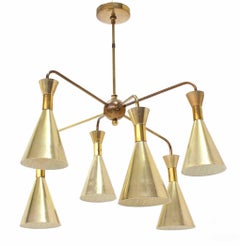 Vintage Cone Shades Sputnik Style Chandelier Light Fixture
