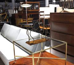 Arts and Crafts Twisted Brass and Wood Magazine Rack