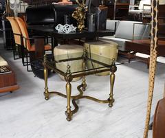 Figural Base Glass Top Side End Table