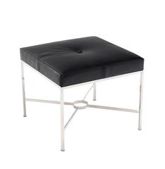 X-Base Chrome and Leather Upholstery Square Bench