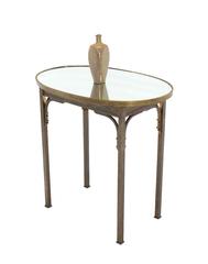 Solid Brass Mirror Top Oval Hall or Side Table