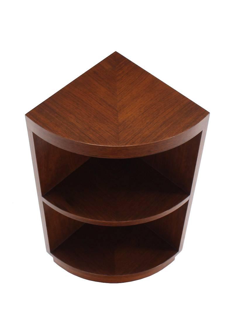 Two Tear Walnut Corner Shelf Bookcase at 1stdibs