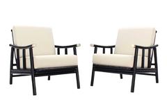 Pair of Faux Bamboo Lounge Chairs New Upholstery