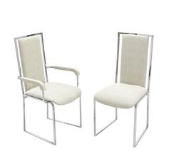 New Upholstery Six Mid-Century Modern Chrome Dining Chairs