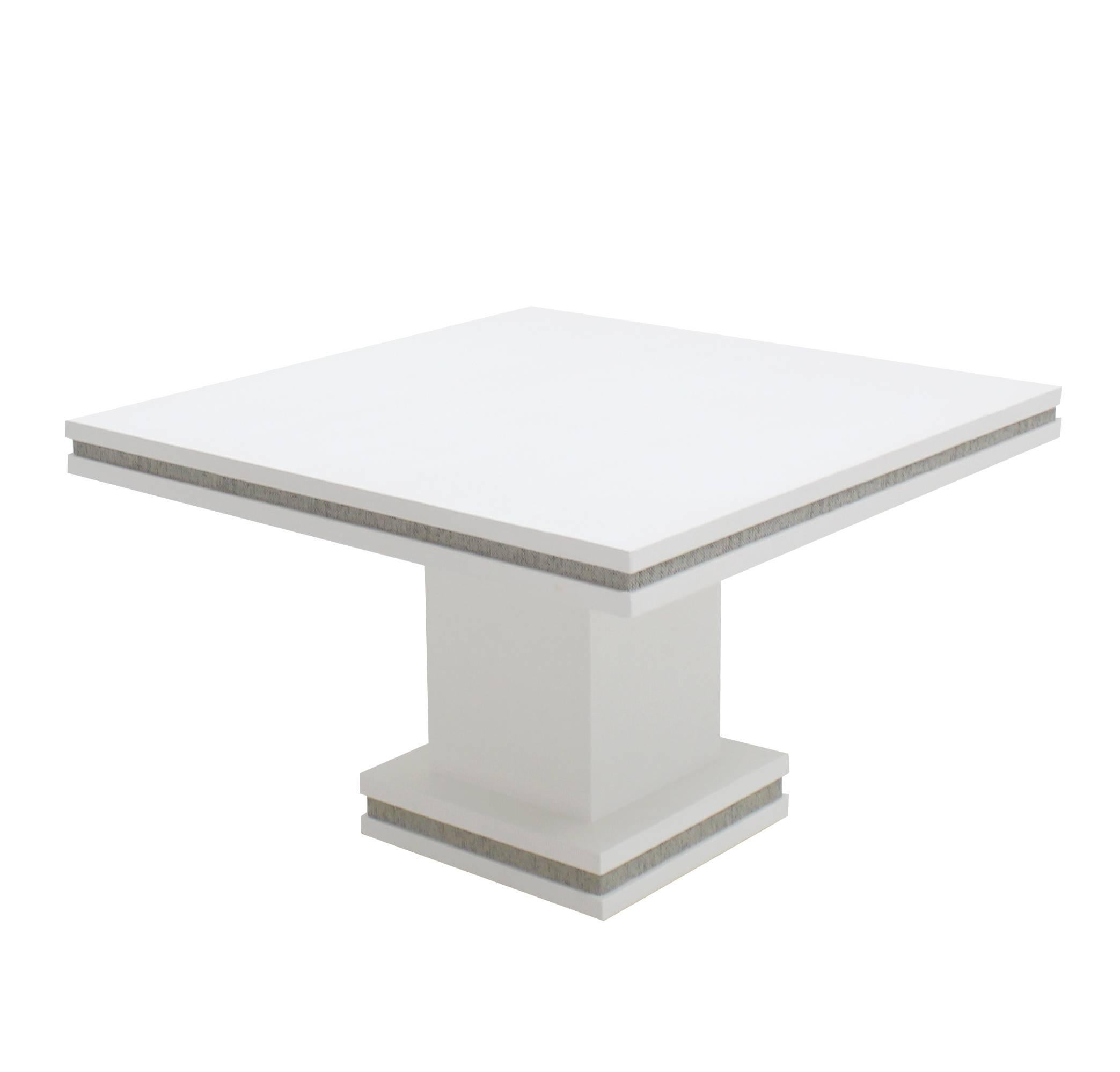 Large Square White Lacquer Cloth Finish Game Table