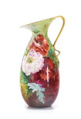 Limoges Floral Vase Shape Porcelain Pitcher Flower Painted Artist Signed