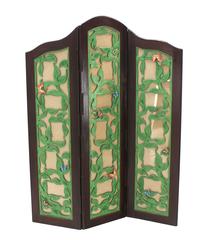Decorative Carved and Upholstered Screen Room Divider