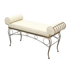 New Upholstery Mid Century Modern Decorative Gold Gilt Wire Bench Royere Style