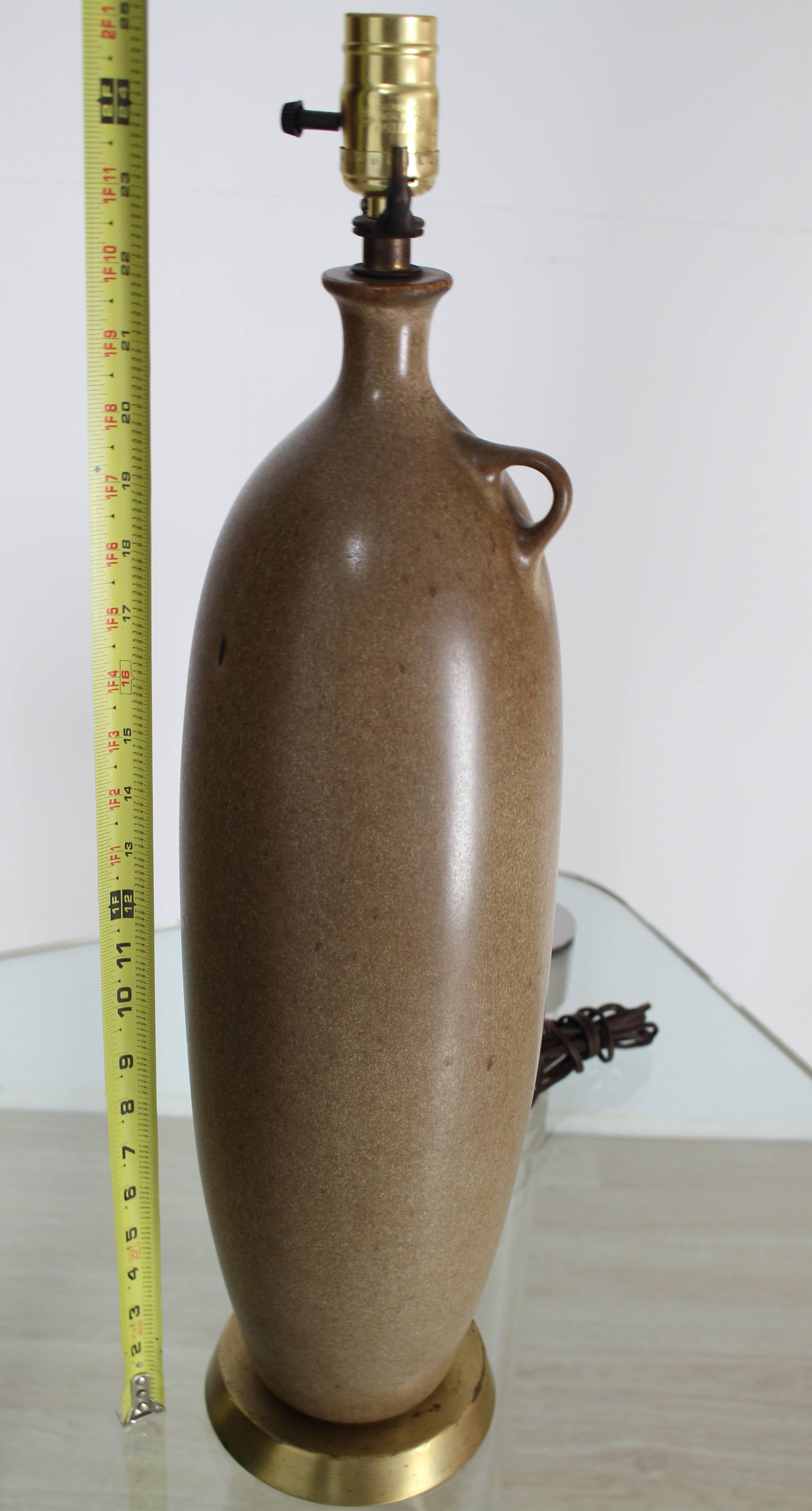 Fired Tall Vase Jag Shape Handle Ceramic Pottery Table Lamp For Sale