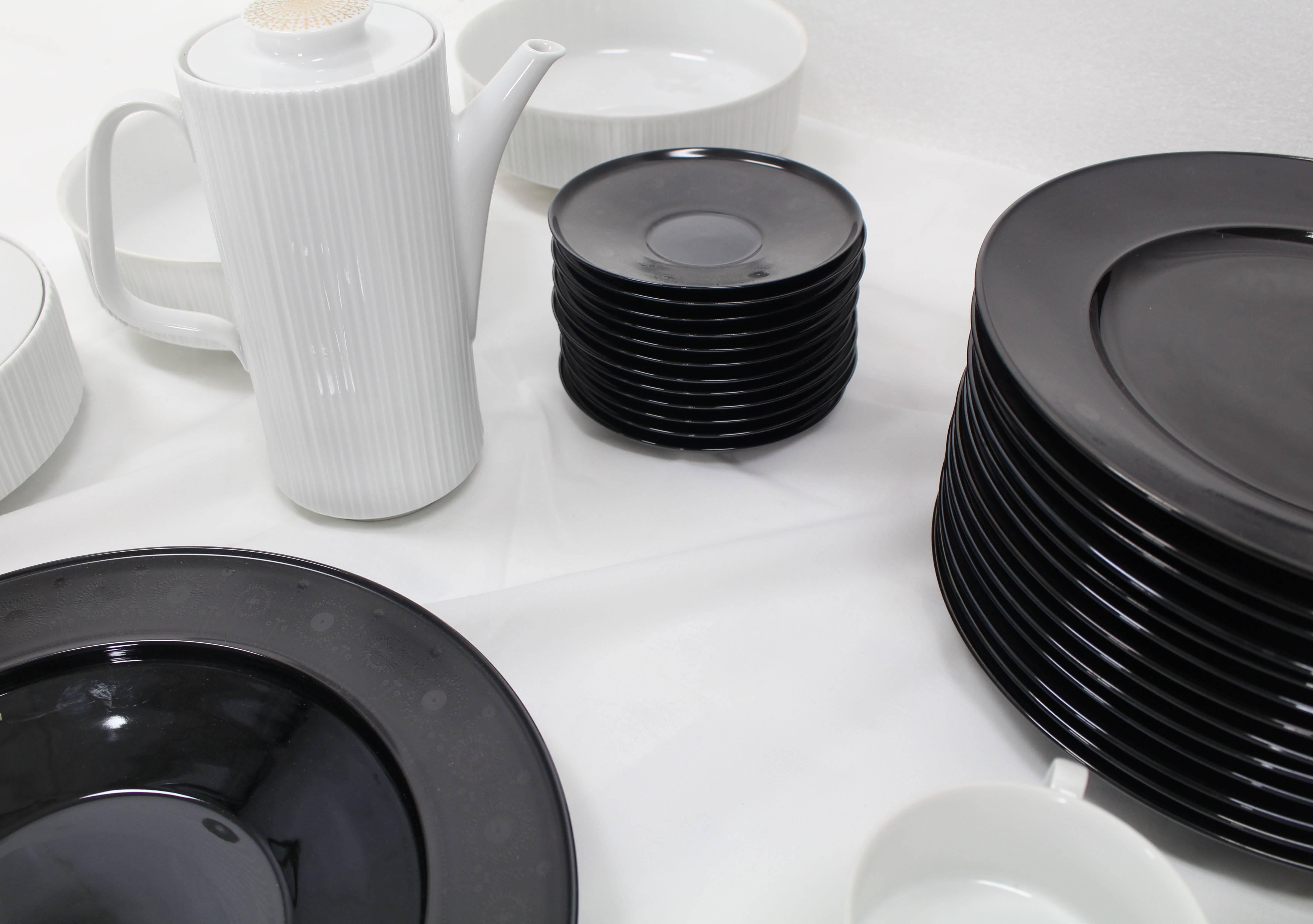 Tapio Wirkkala für Rosenthal Abendessen Kaffee 80 Pieces Set Teller Noire Porzellan 1