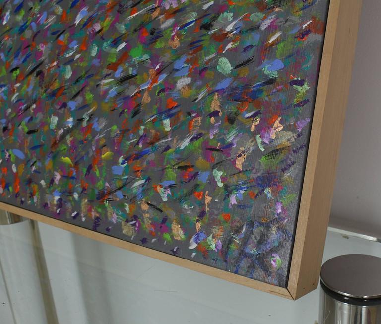 Square Abstract Modern Painting Artist Signed Herman Kahan For Sale at