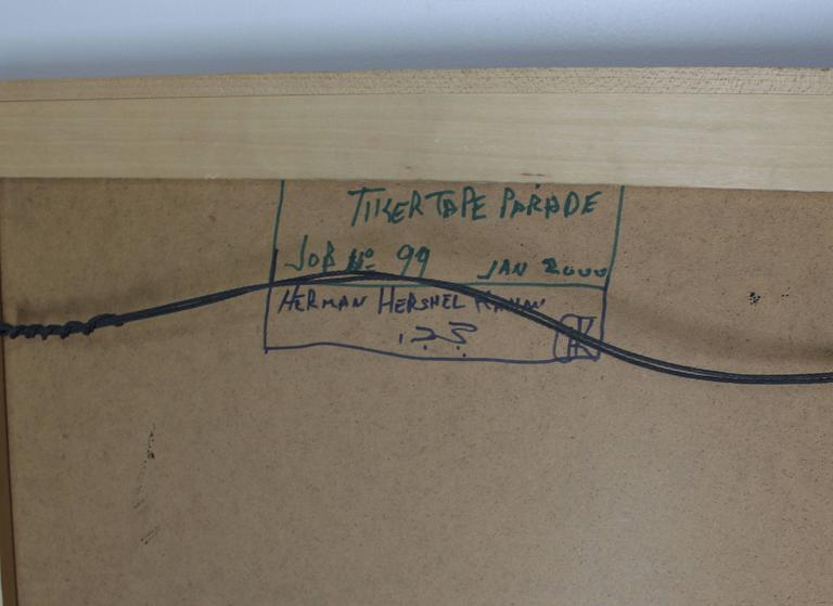 Square Abstract Modern Painting Artist Signed Herman Kahan For Sale at