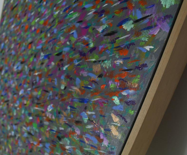 Square Abstract Modern Painting Artist Signed Herman Kahan For Sale at