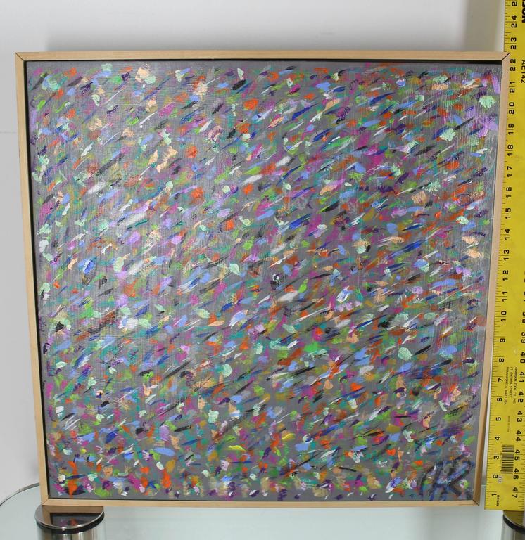 Square Abstract Modern Painting Artist Signed Herman Kahan For Sale at