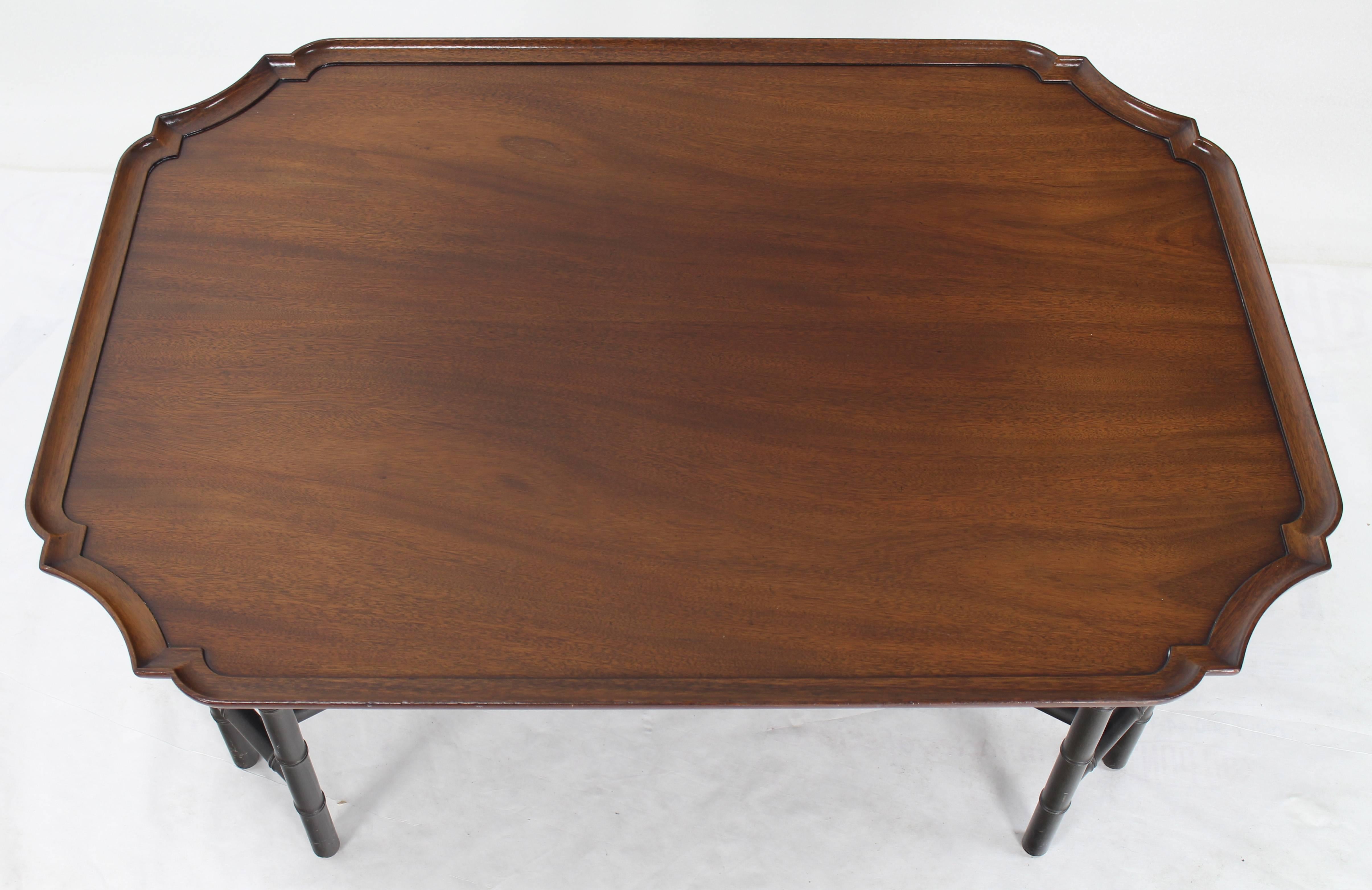 American Faux Bamboo Tray Top Rectangle Coffee Table by Kittinger