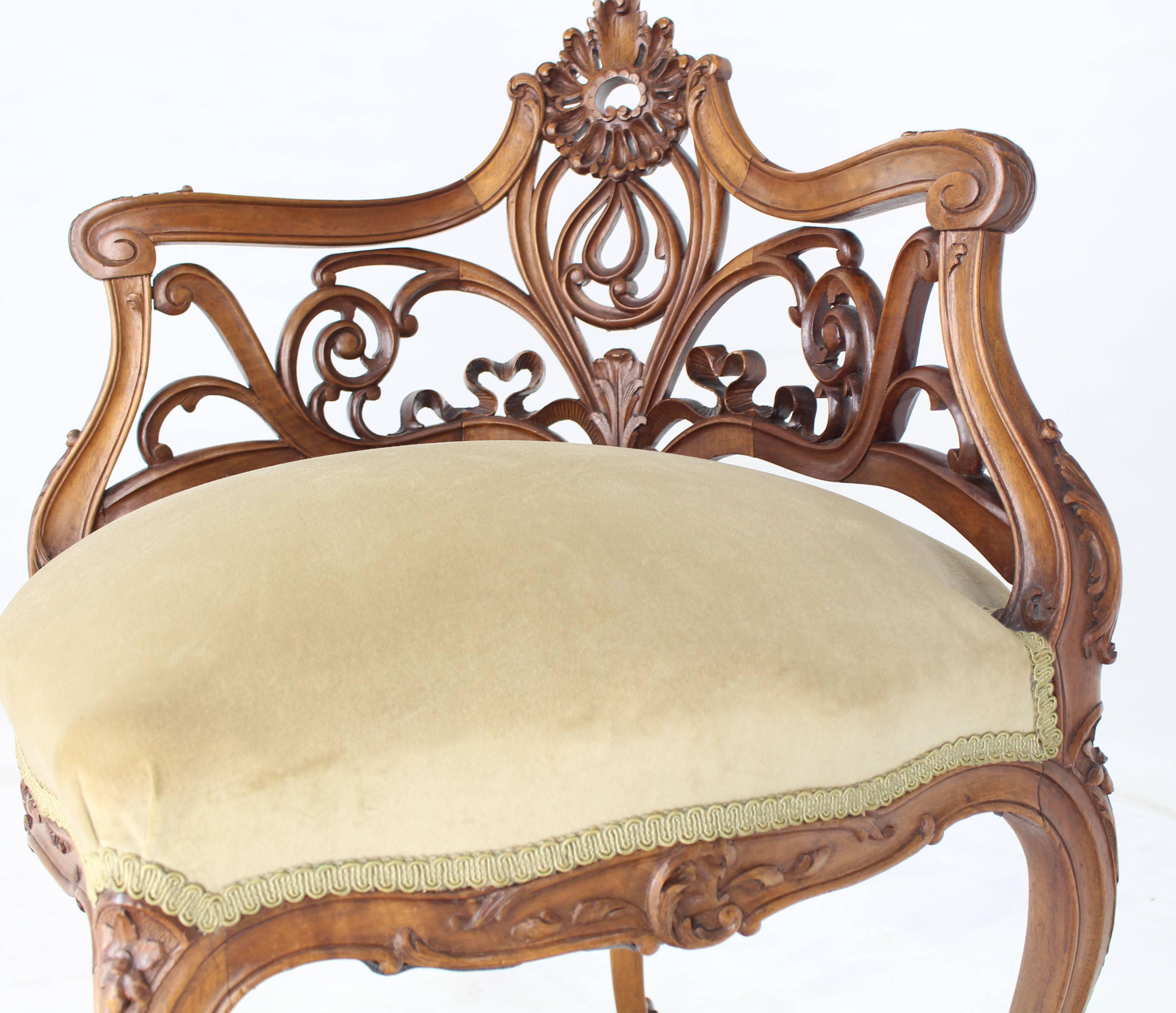 20th Century Carved Walnut Art Nouveau French Corner Chair For Sale