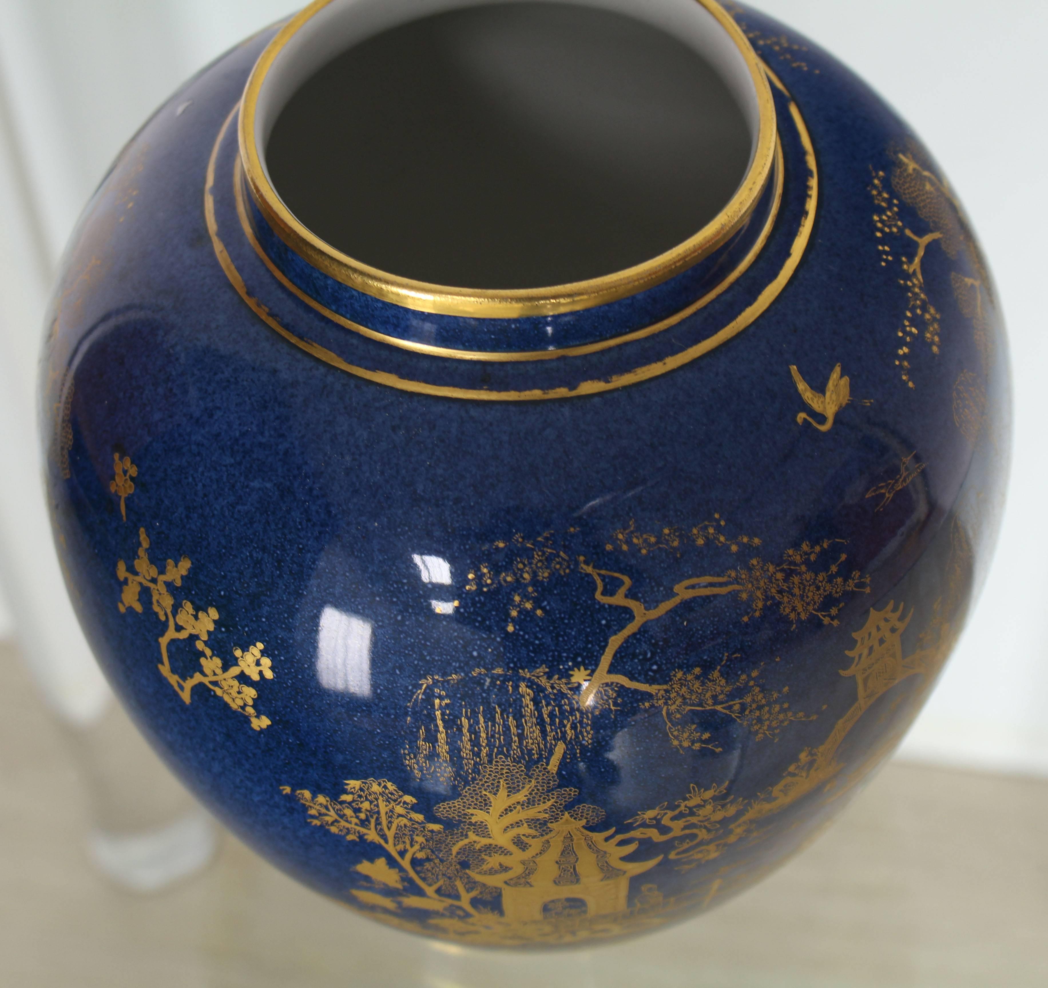 blue and gold pottery