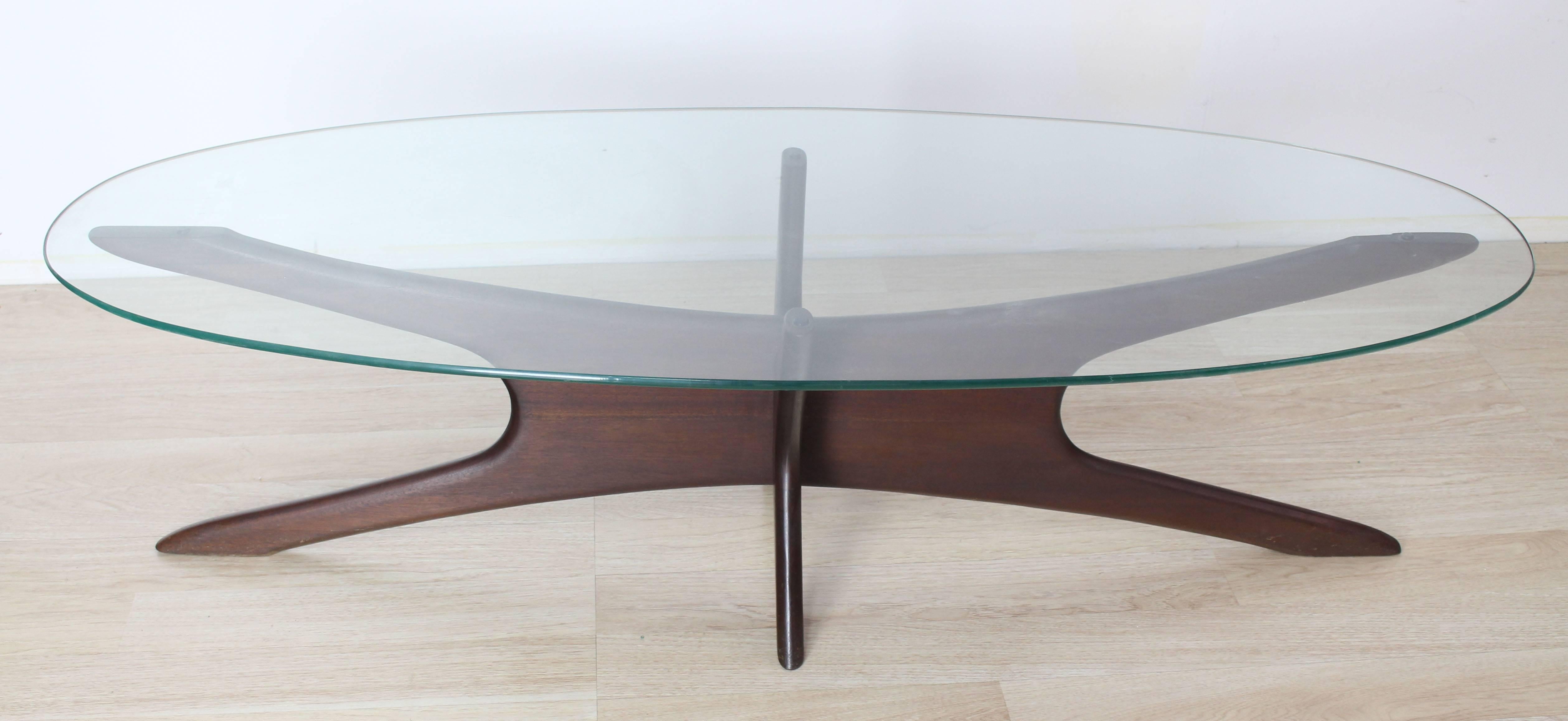 mid century modern glass top coffee table