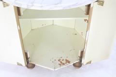 Reversed Gold Leaf Mirrored Marble-Top Round Drum Shape Stand Cabinet