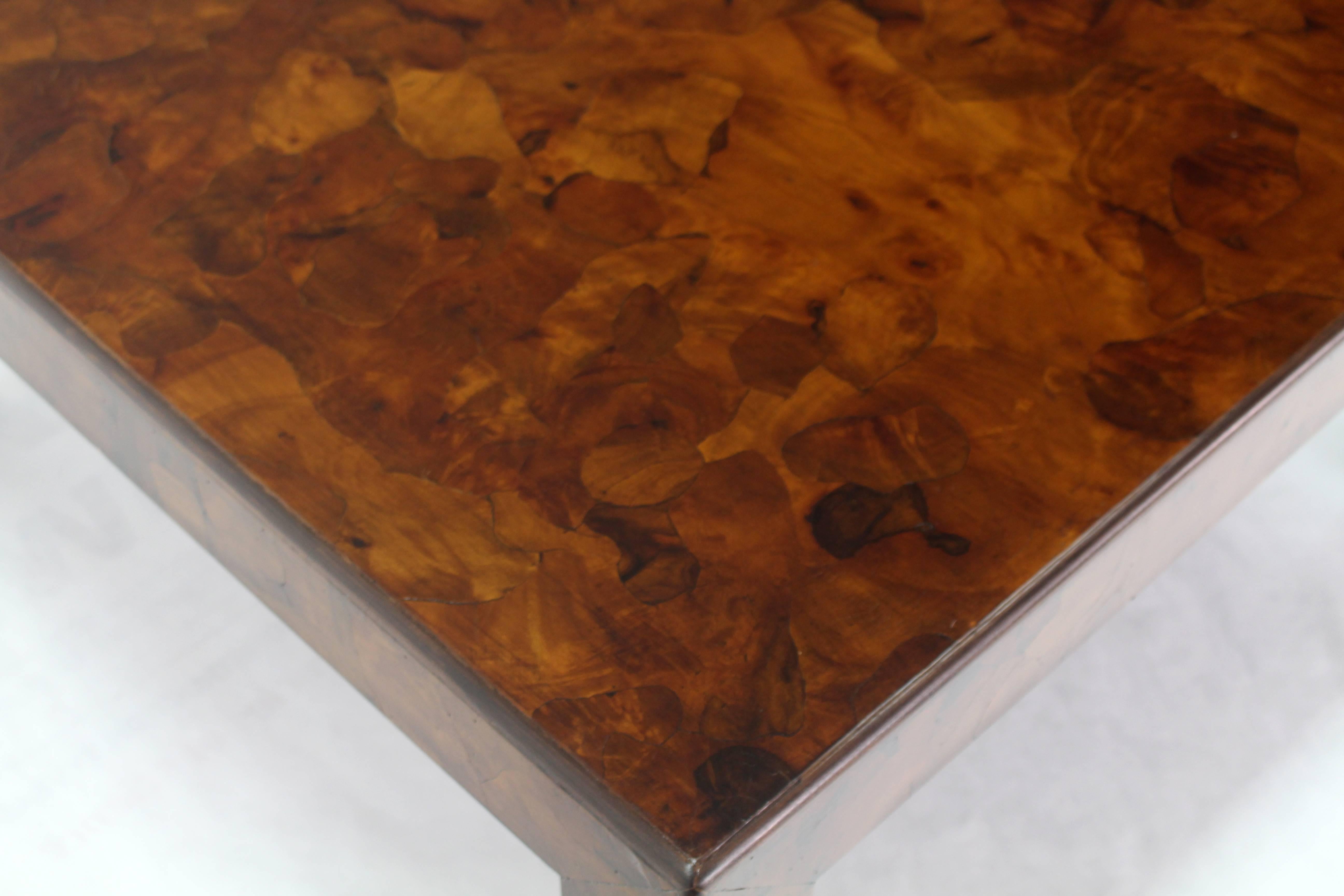 Mid-Century Modern Burl Patch Work Square Coffee Table Amber to Rust Colors