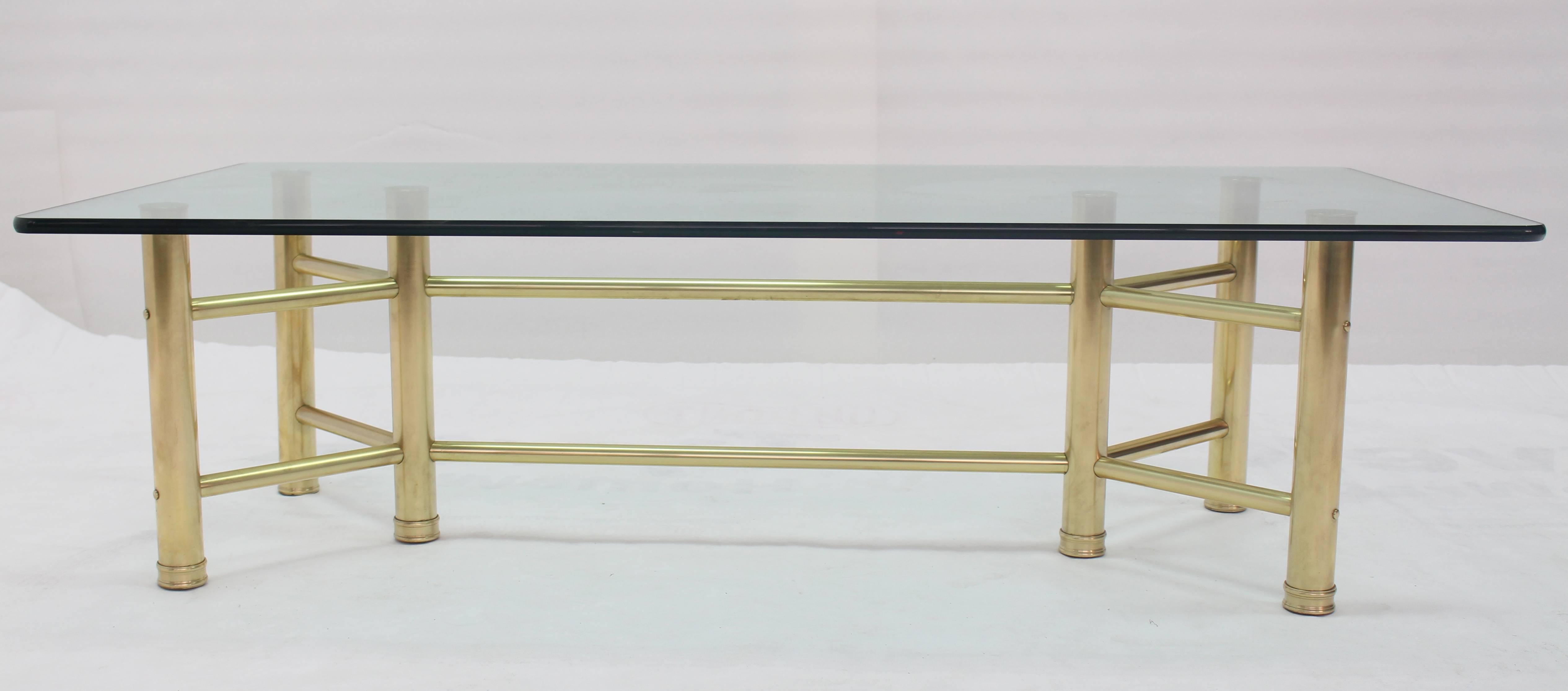 rectangular brass and glass coffee table
