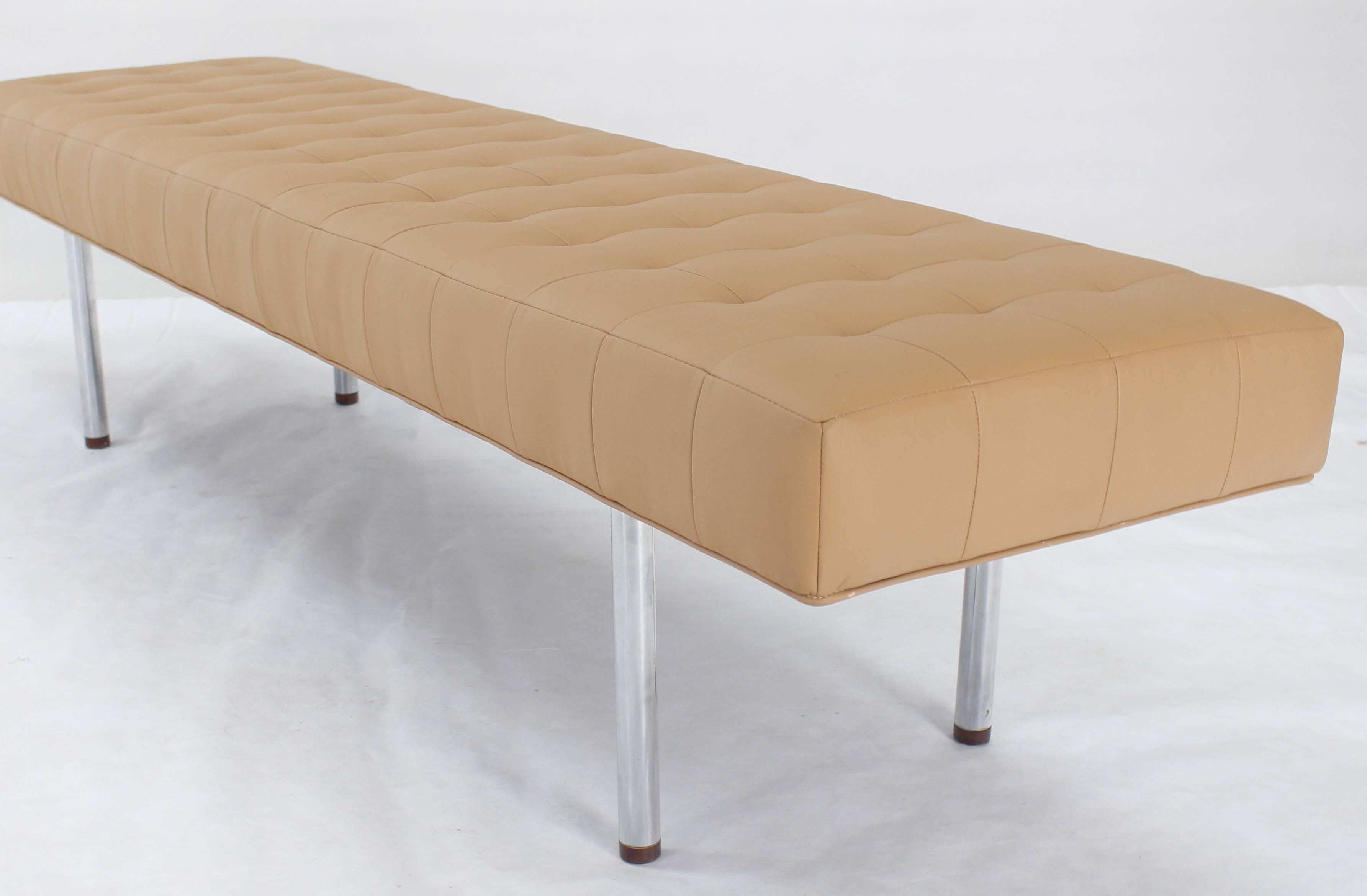 Mid-Century Modern daybed length tufted upholstery bench.