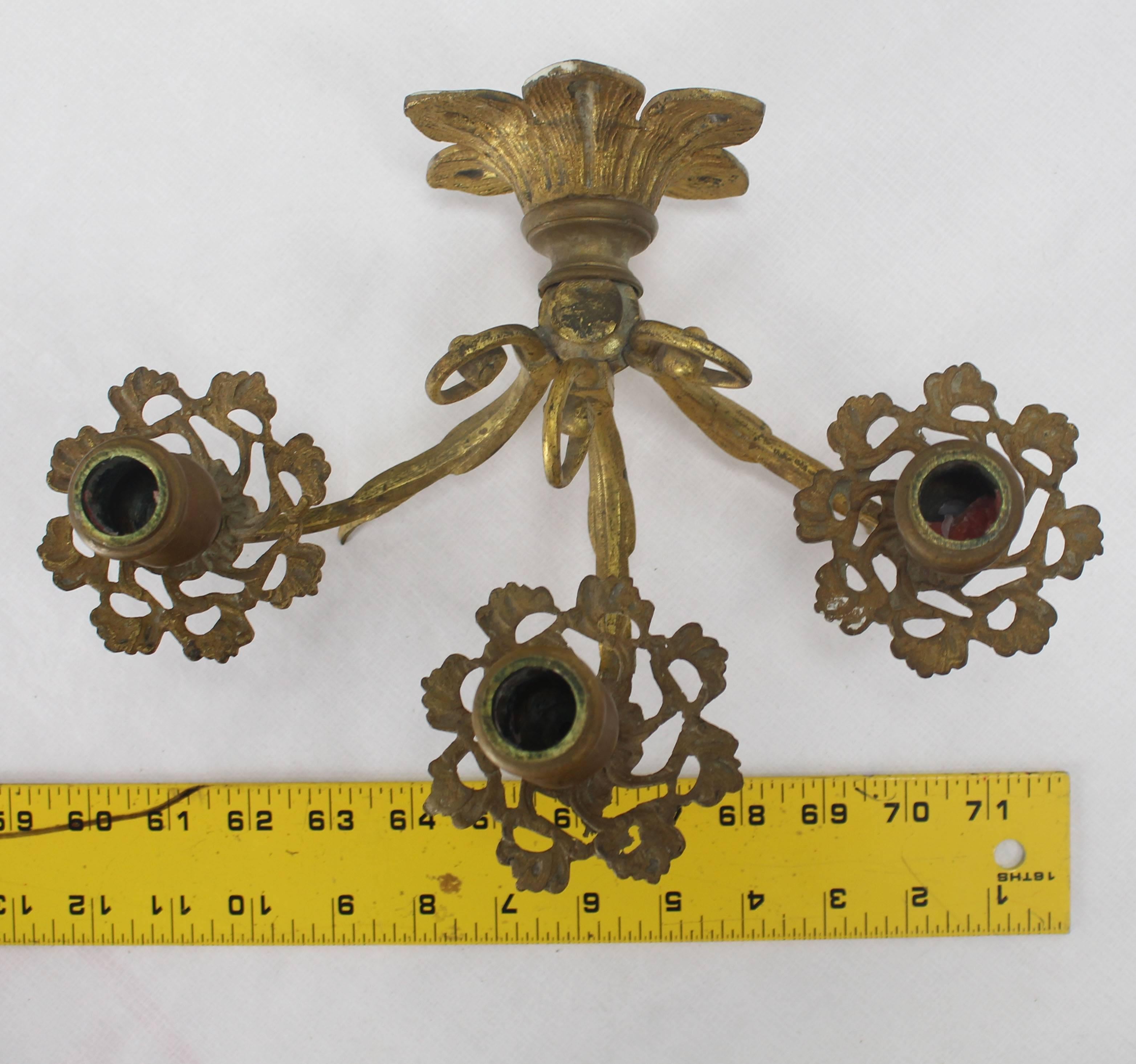 American Pair of Bronze Candle Sconces For Sale