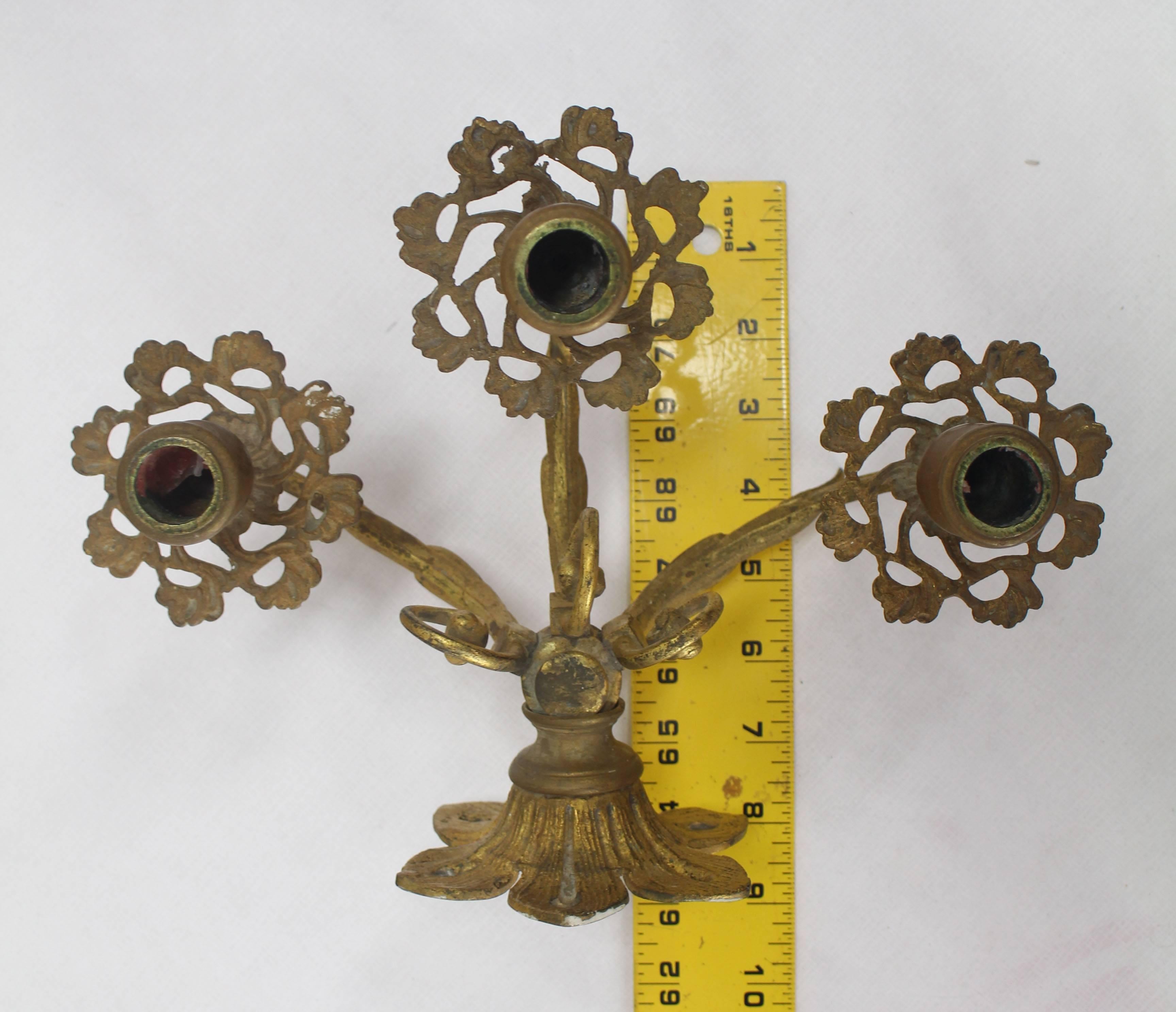 Pair of Bronze Candle Sconces In Excellent Condition For Sale In Rockaway, NJ