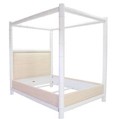White Lacquer Faux Bamboo Canopy Bed Frame by Ralph Lauren Queen