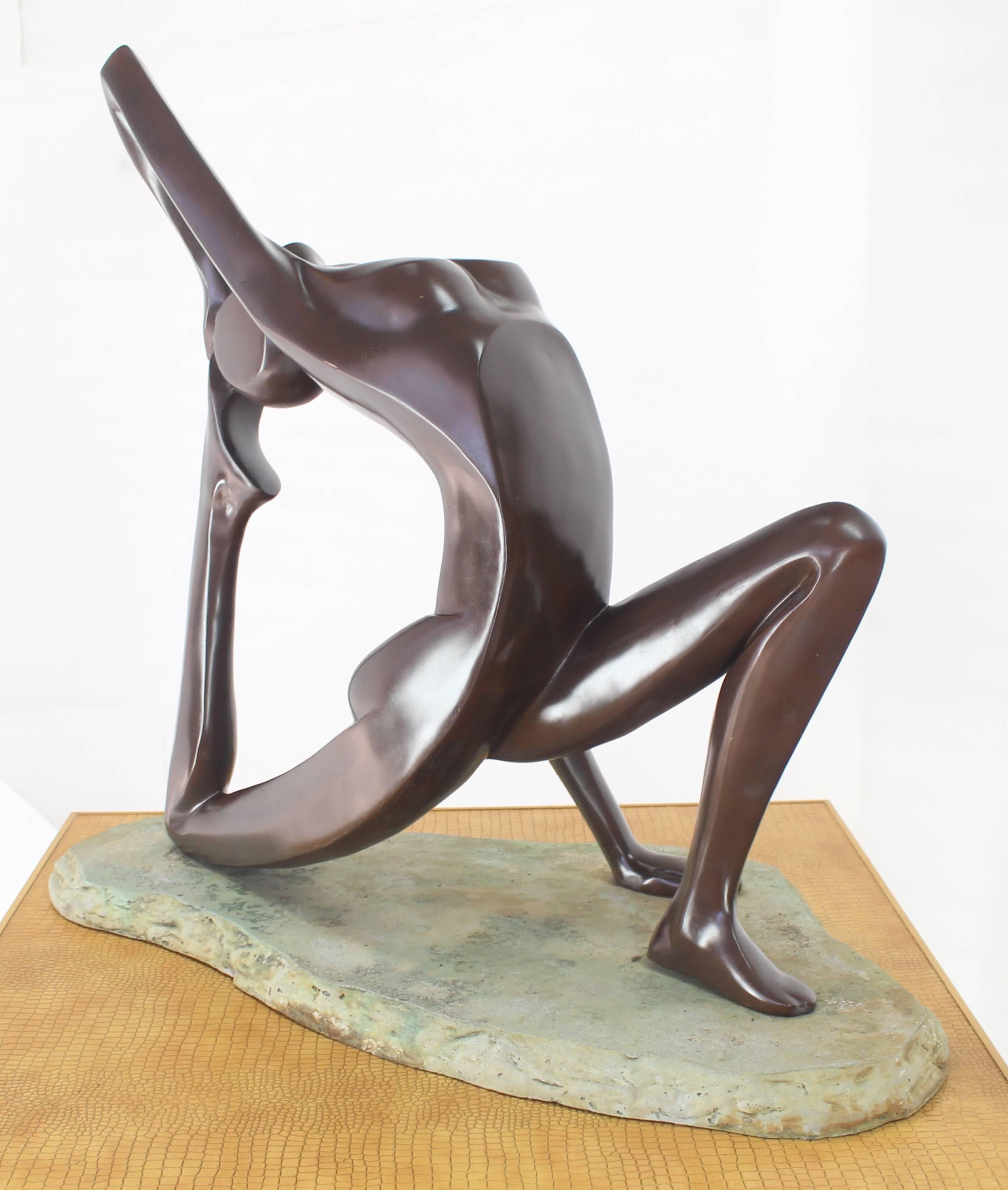 Mid-Century Modern Large Abstract Sculpture of Stretching Nude Gymnast For Sale