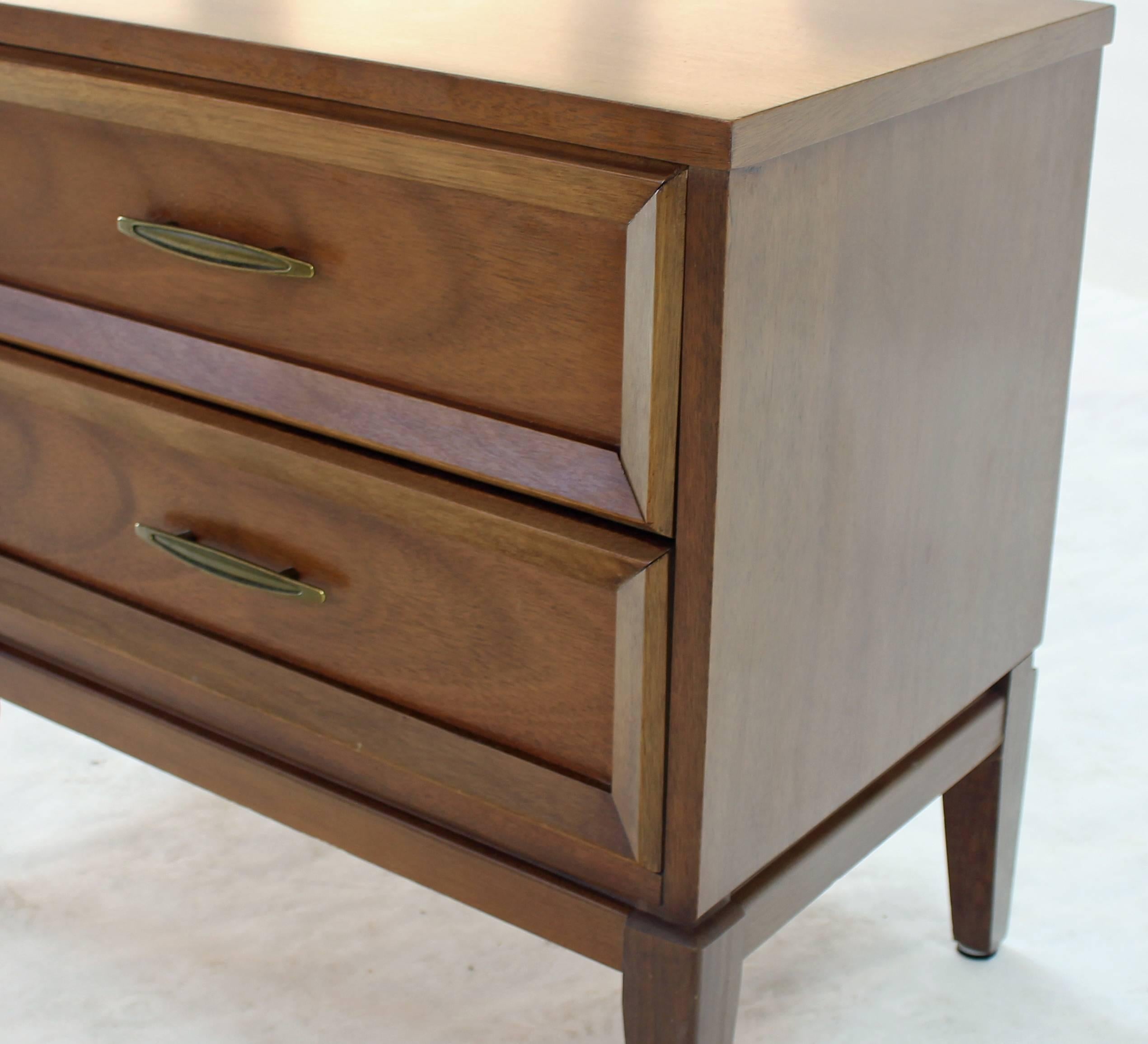 Mid-Century Modern Walnut Two-Drawer End Table Nightstand For Sale