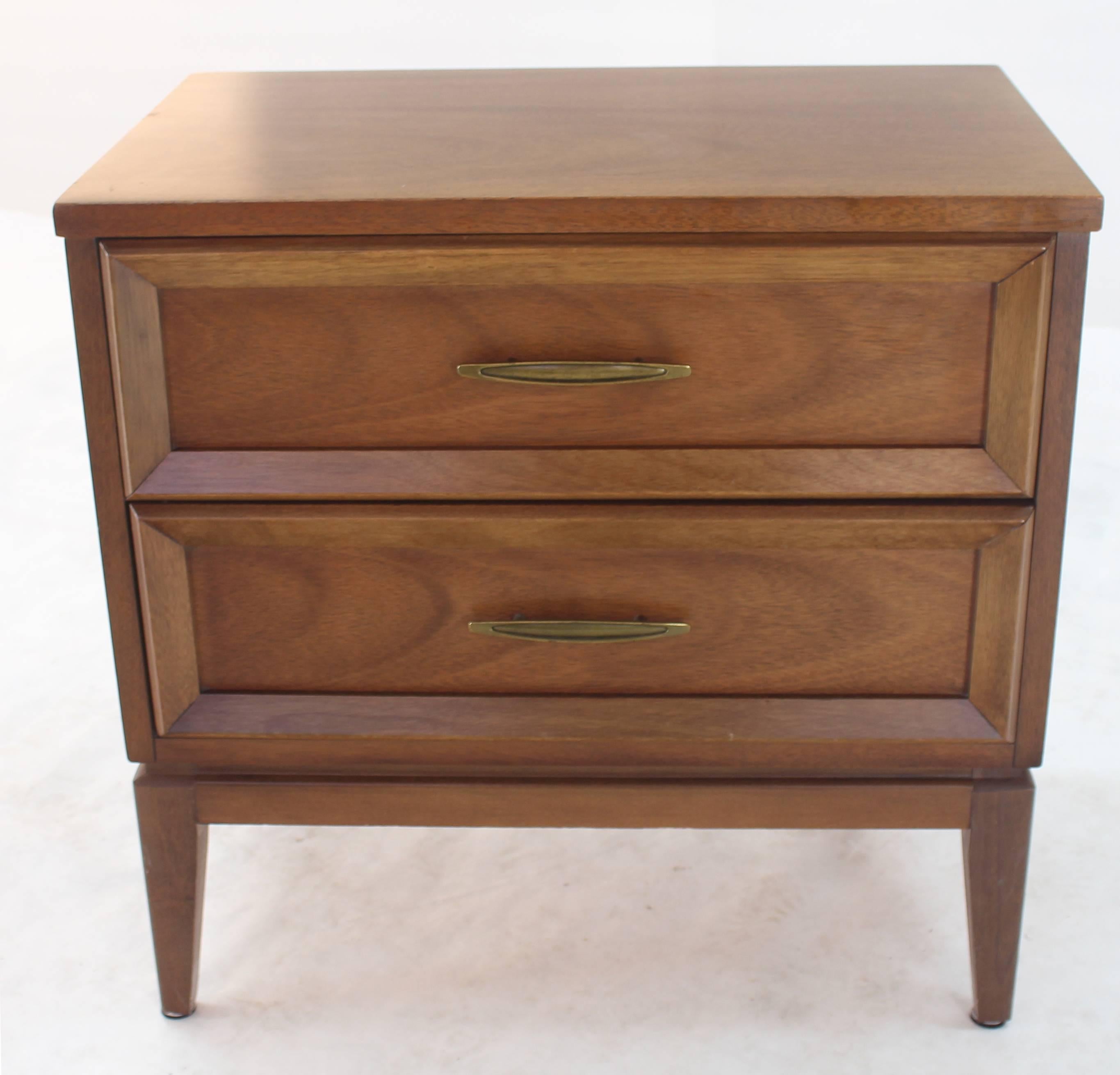Lacquered Walnut Two-Drawer End Table Nightstand For Sale