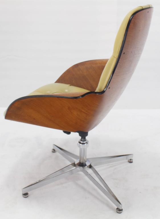 Mustard Green Upholstery Bent Plywood Plycraft Office Chair at 1stDibs