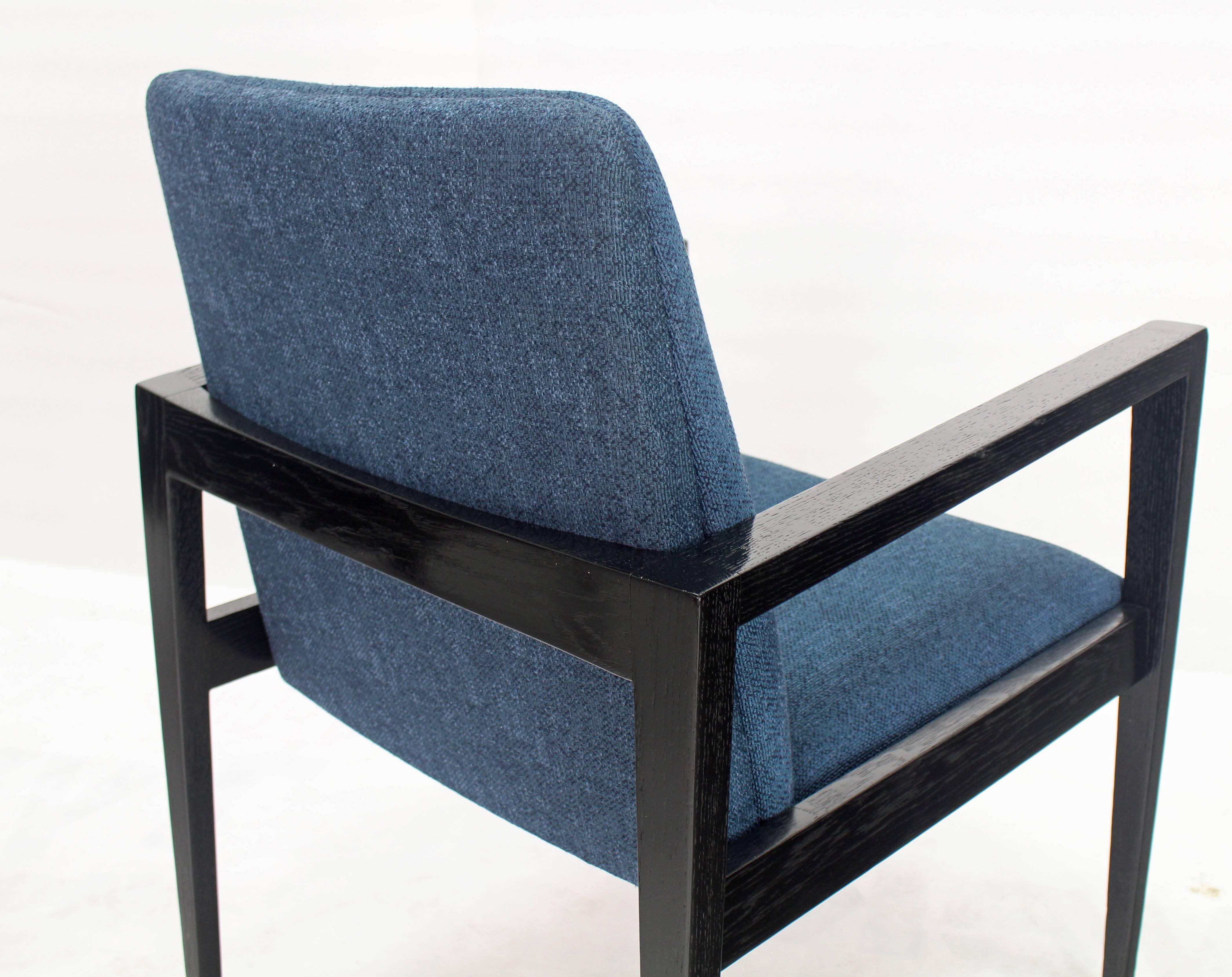 Upholstery Pair of Mid-Century Modern Ebonized Lounge Chairs For Sale