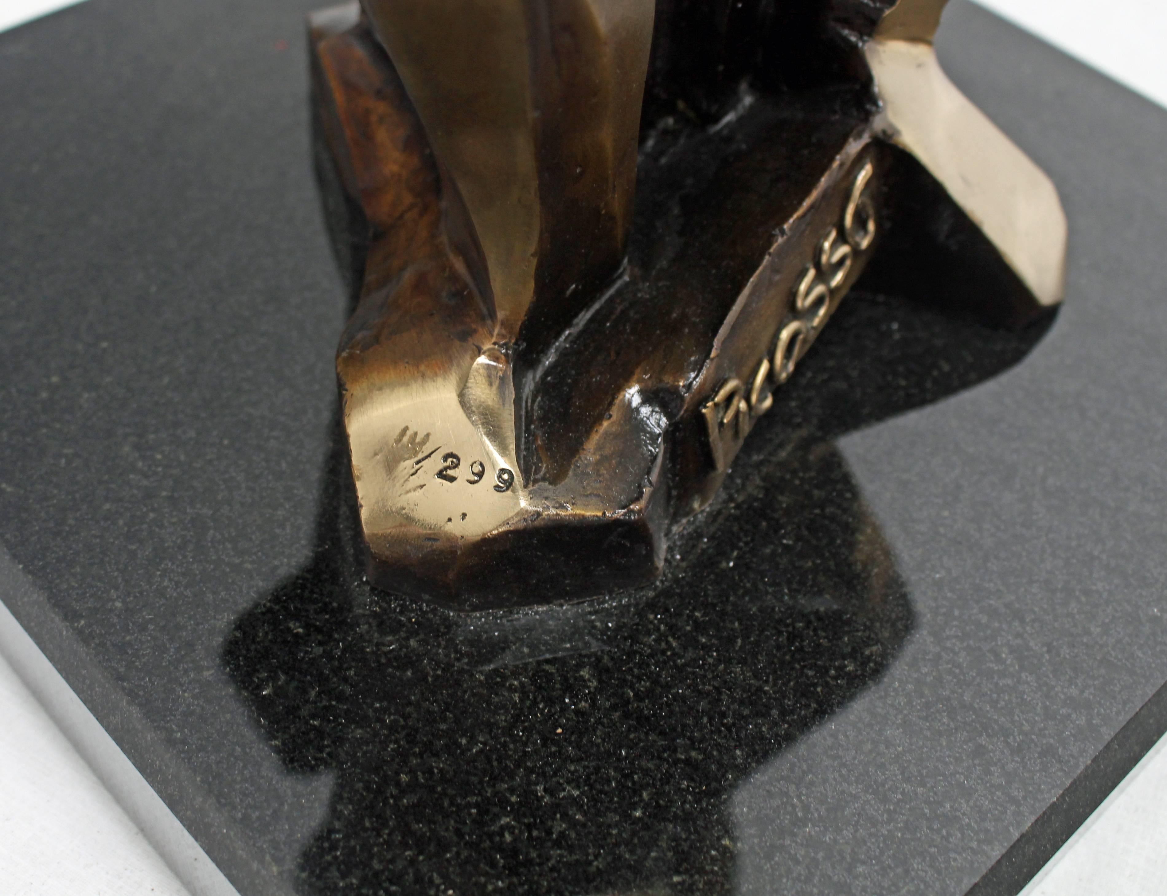 American Bronze Abstract Guitarist Sculpture after Picasso Numbered For Sale