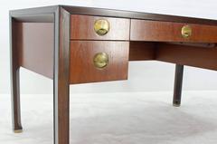 Teak Walnut Leather Top Executive Desk by Baker
