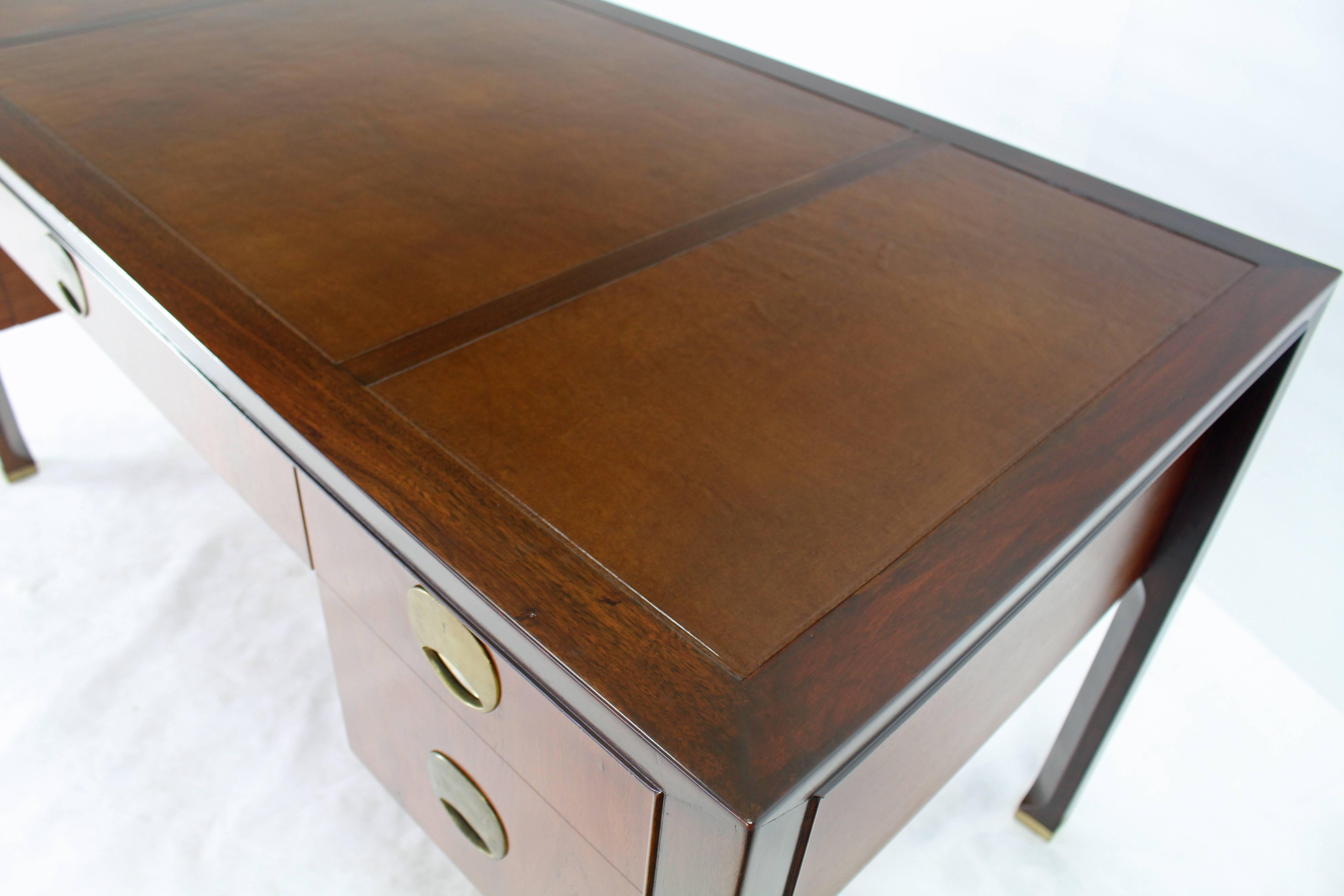 Teak Walnut Leather Top Executive Desk by Baker 1