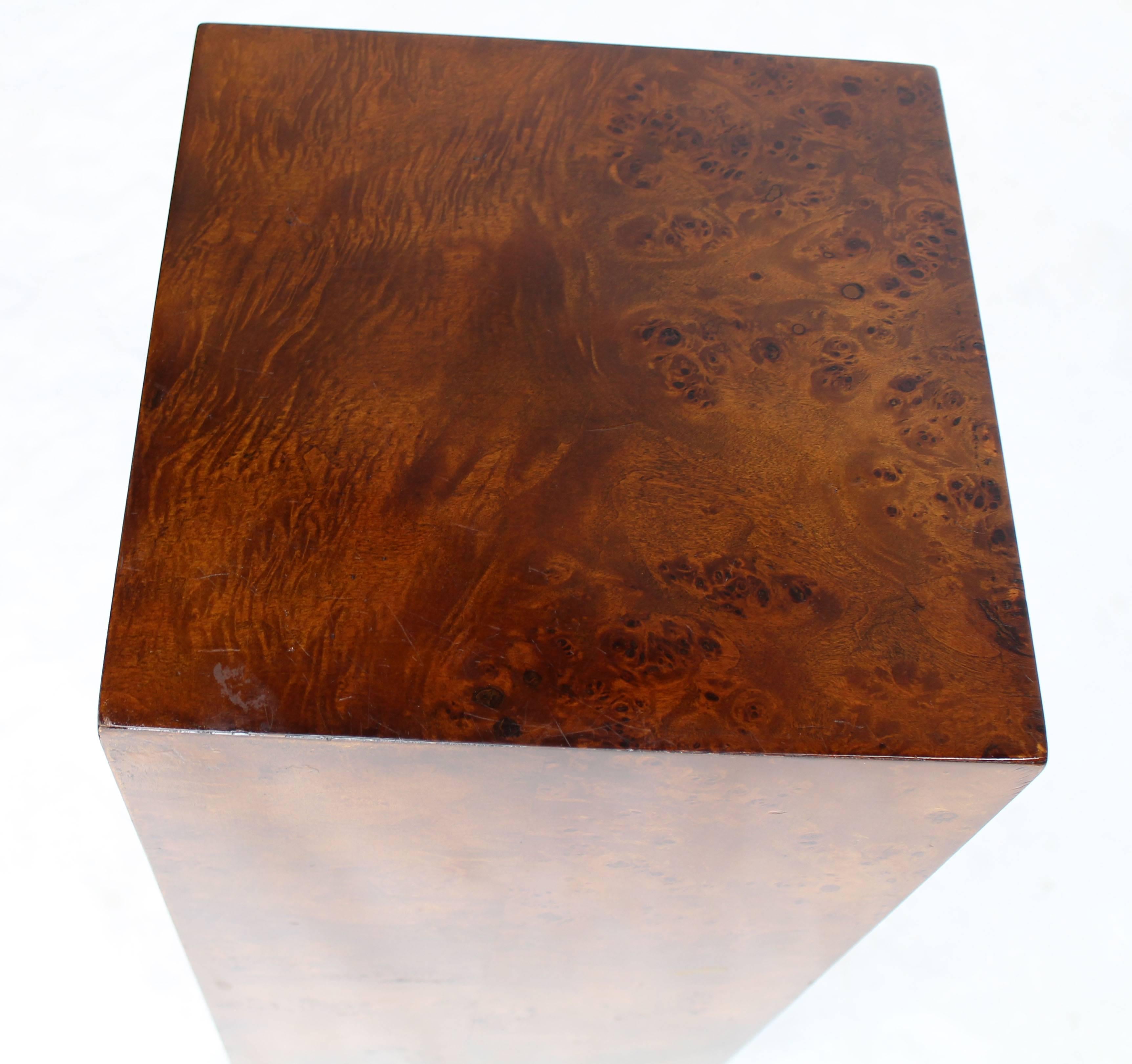 Lacquered Burl Wood Mid-Century Modern Pedestal