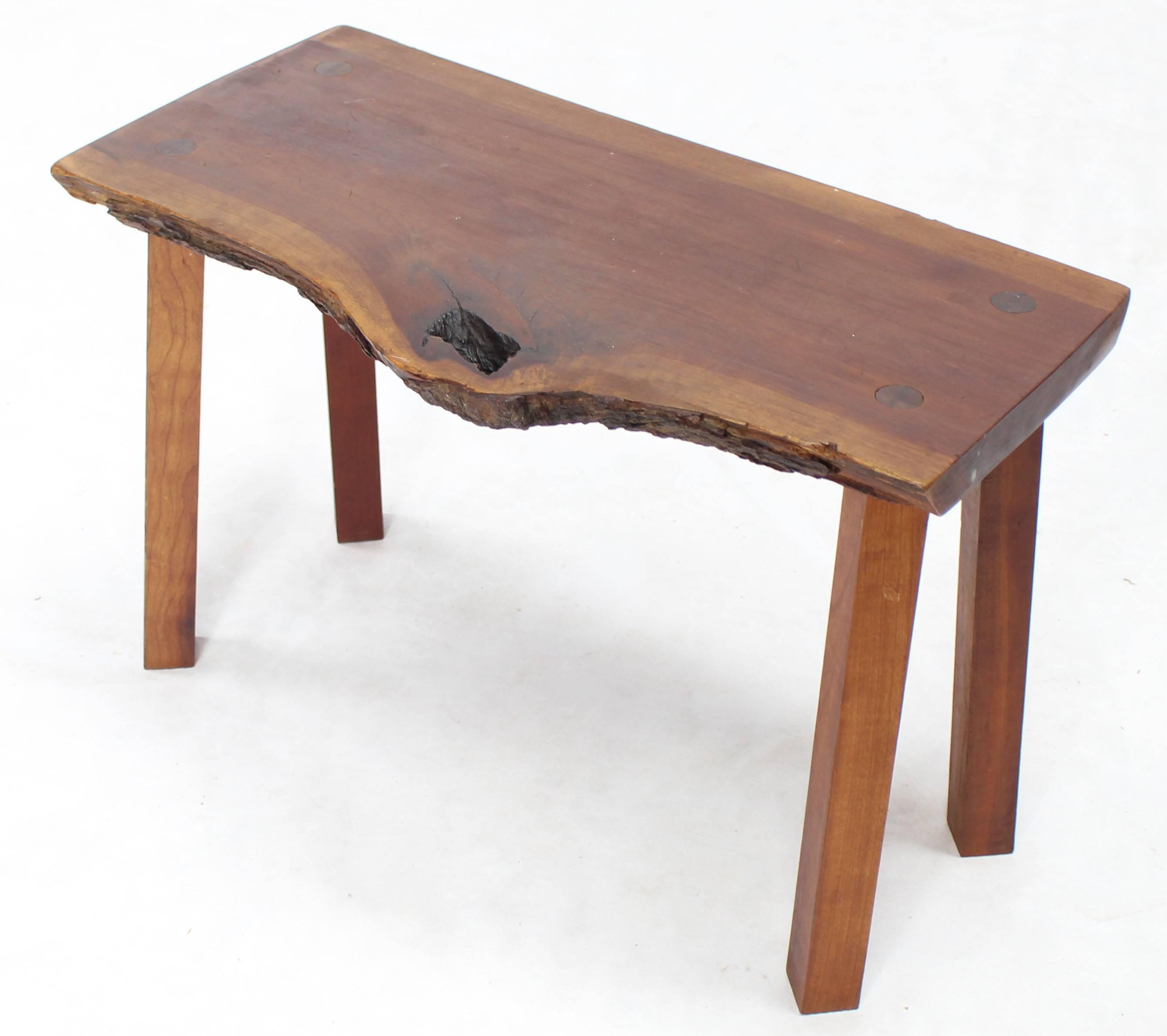 Mid-Century Modern Organic Shape Walnut Bench