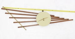 Large French Walnut Brass Wall Sculpture Clock