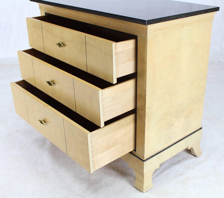 ThreeDrawer Granite Top Bleached Burl Wood Bachelor Chest Dresser at