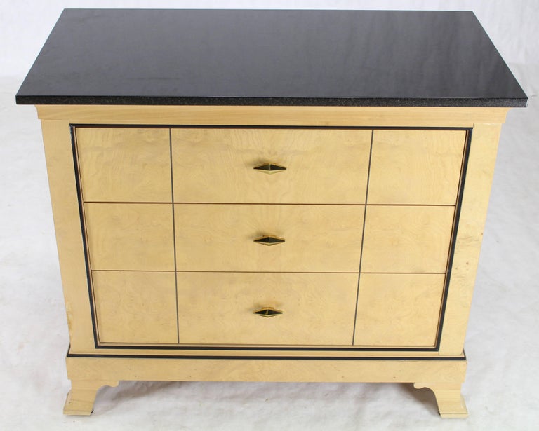 ThreeDrawer Granite Top Bleached Burl Wood Bachelor Chest Dresser at