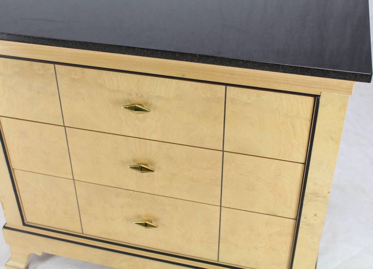 ThreeDrawer Granite Top Bleached Burl Wood Bachelor Chest Dresser at