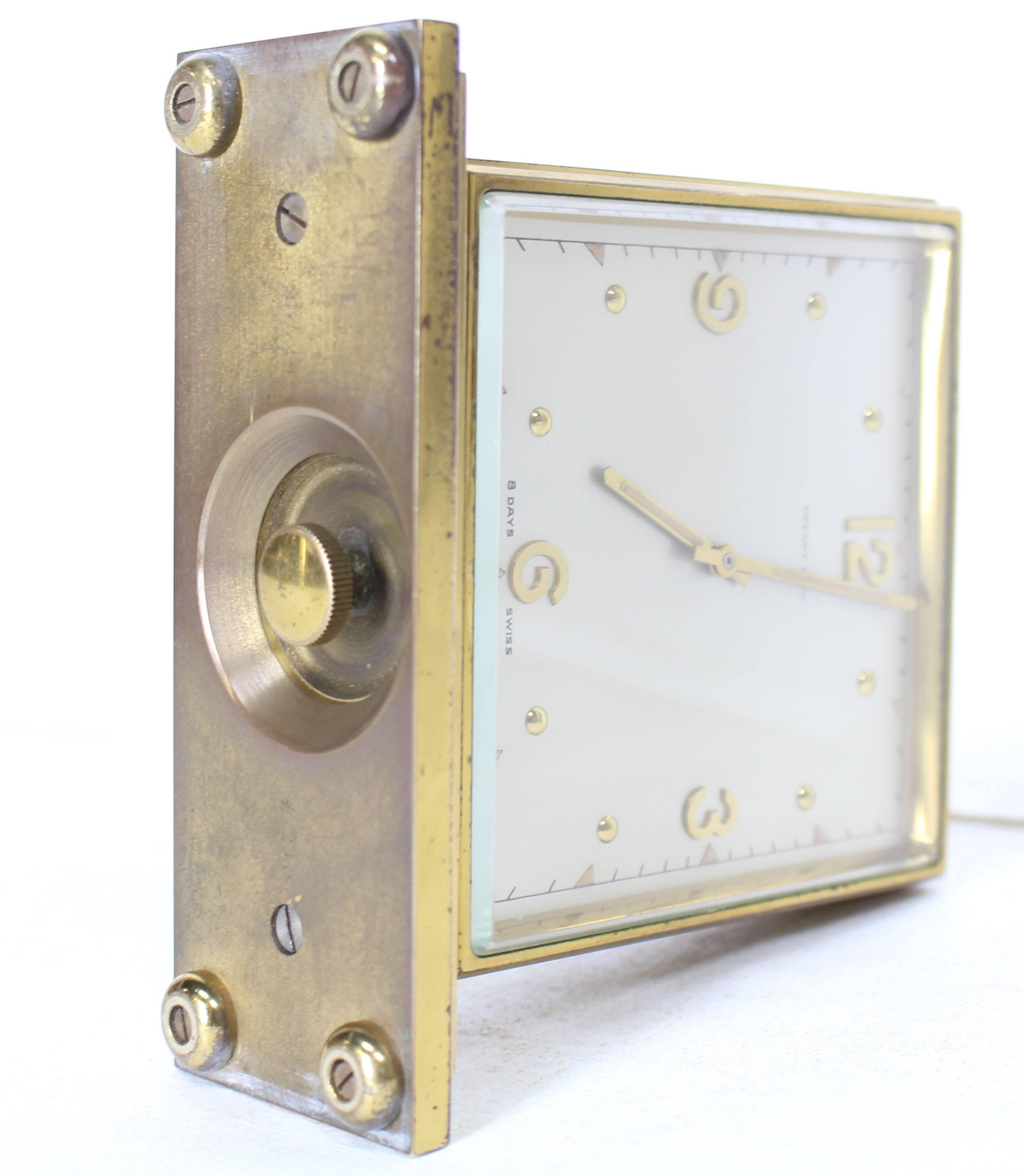 Swiss Double Sided Tiffany Heavy Bronze Square Desk Table Clock