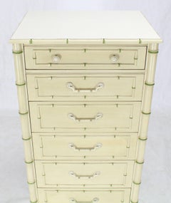 Tall Faux Bamboo Decorated Seven Drawers Lingerie High Chest Dresser