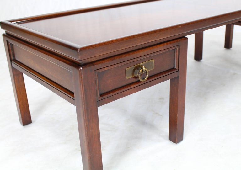 Mahogany Double Pedestal Two Drawers Rectangular Coffee Table For Sale