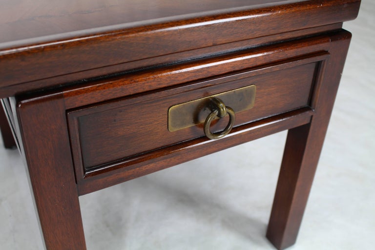 Mahogany Double Pedestal Two Drawers Rectangular Coffee Table For Sale